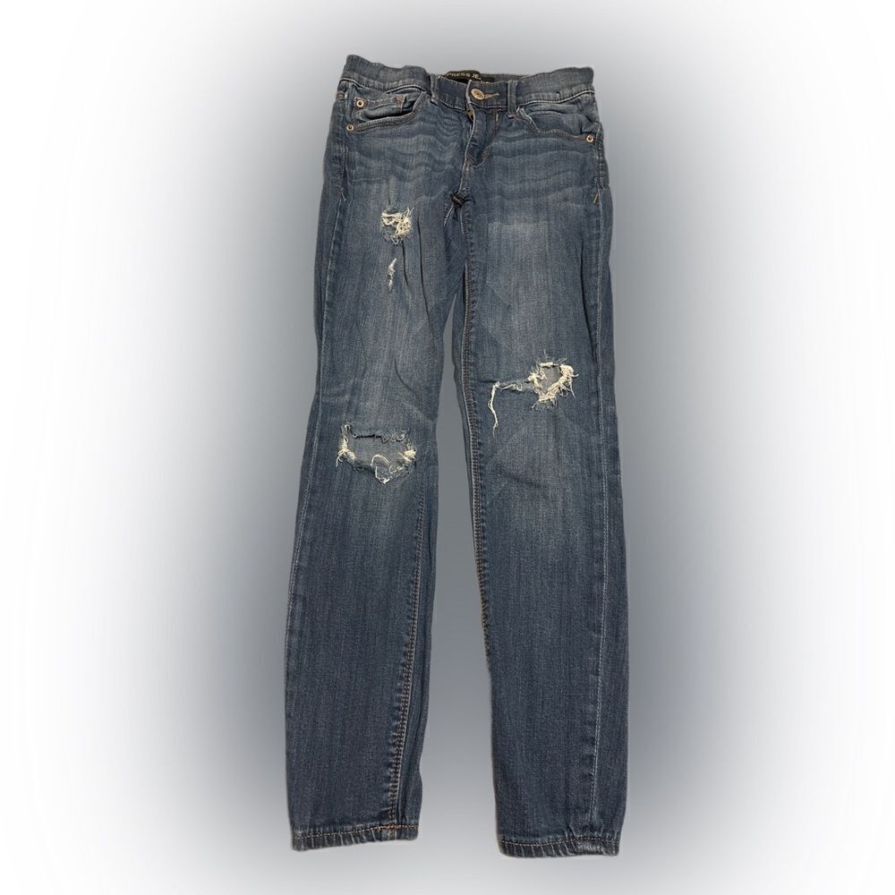 Express Mid Rise Cropped Destructed Denim - Picture 1 of 8